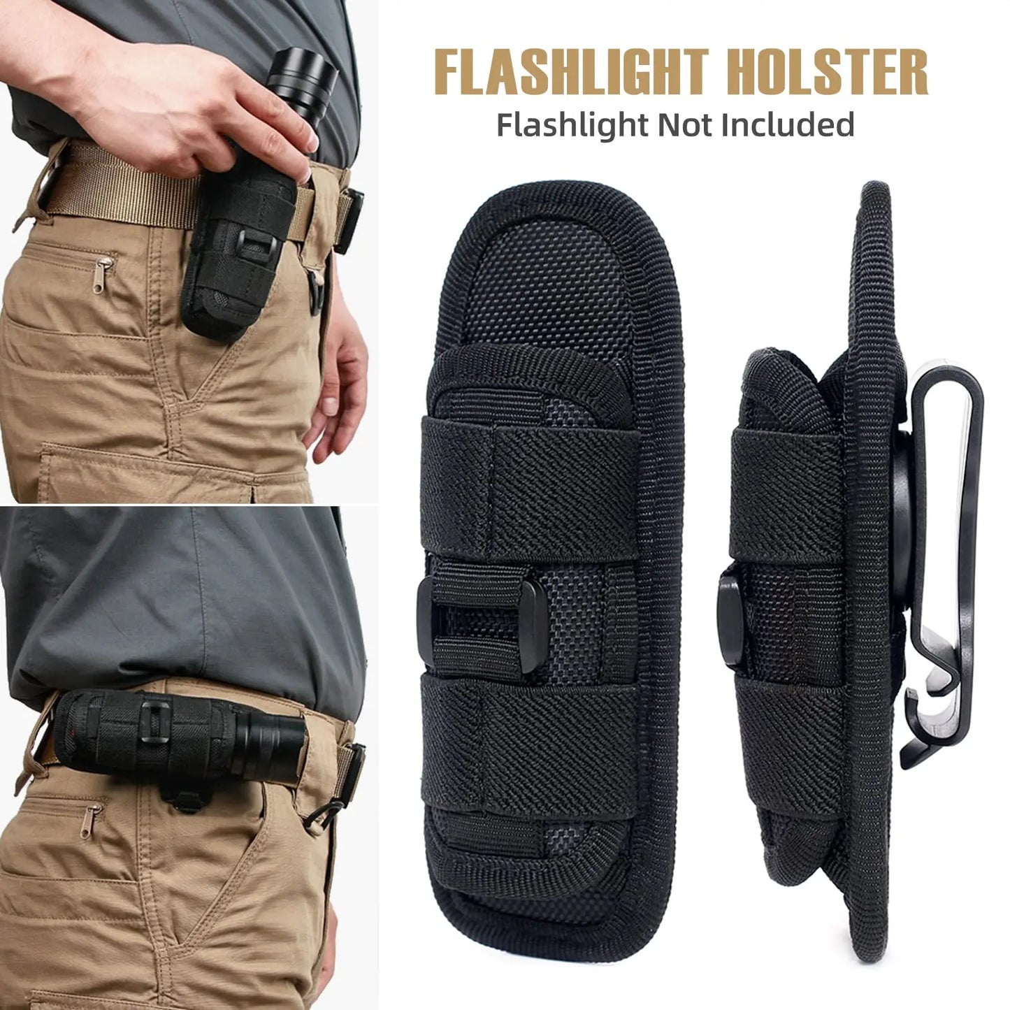 Flashlight Holster – Tactical Pouch with Belt Clip