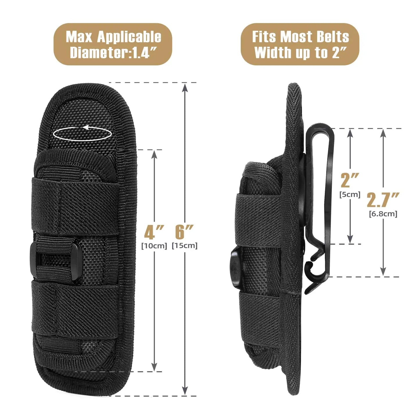 Flashlight Holster – Tactical Pouch with Belt Clip